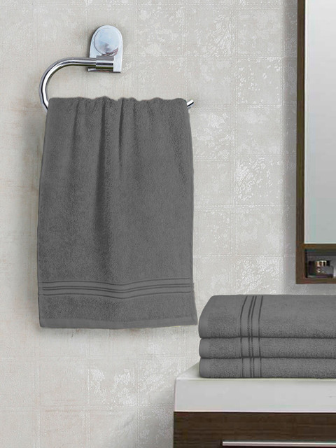 

swiss republic Set Of 4 Solid 450 GSM Hand Towels, Grey