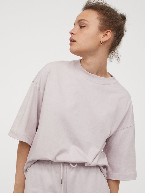 

H&M Women Purple & Pink Oversized T-shirt