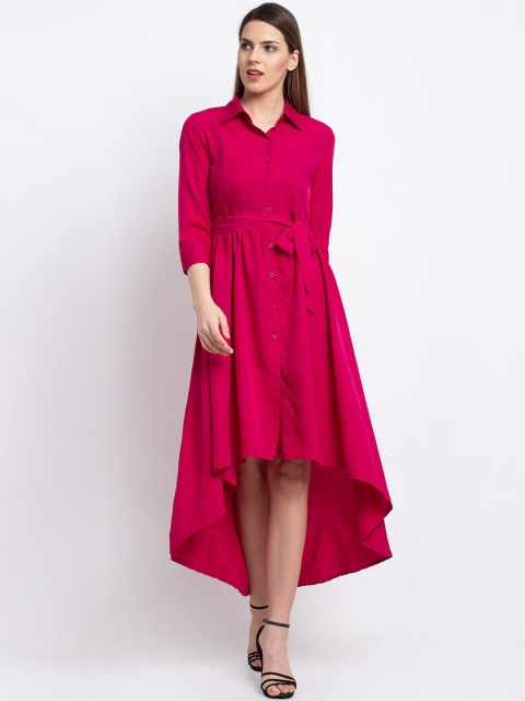 

emeros Women Magenta Solid Fit and Flare Dress