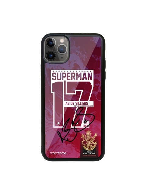 

macmerise Burgundy & white Superman 17 Glass Phone Case for iPhone 11 Pro Max