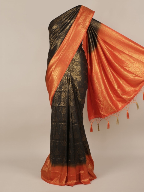 

Pothys Black & Gold Jute Silk Woven Design Saree With Tasseled Pallu