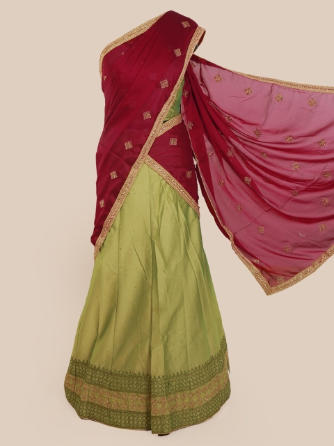 

Pothys Magenta & Green Poly Chiffon Embellished Saree