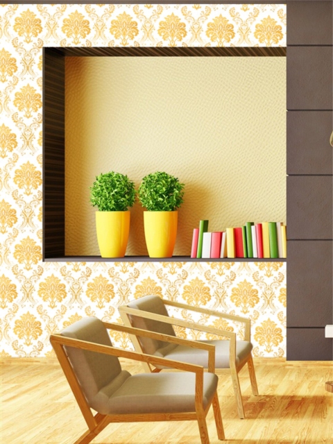 

Wollzo White & Yellow Floral Printed Decorative Wallpaper