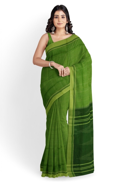 

APCO Olive Green Striped Pure Cotton Saree