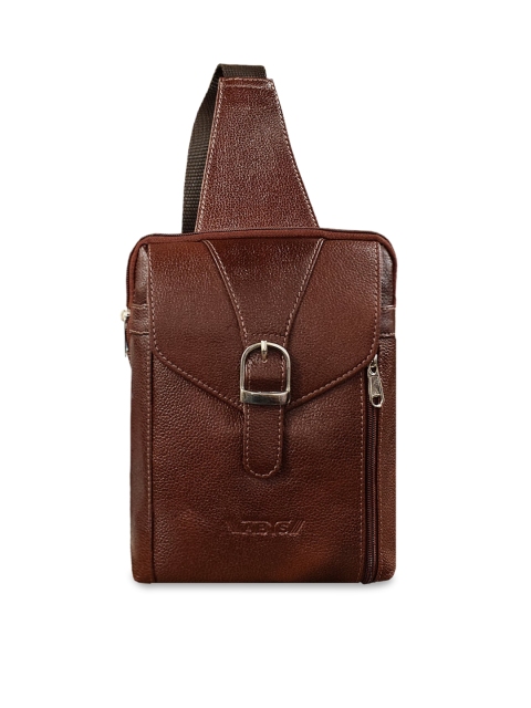 

ABYS Unisex Brown Textured Messenger Bag