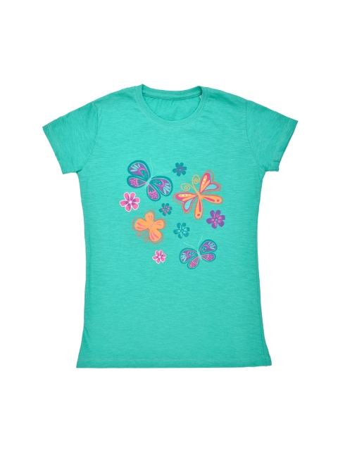 

ORANGE PUMPKKIN Green Printed Pure Cotton Regular Top