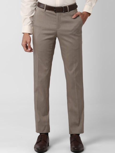 

Peter England Elite Men Beige Slim Fit Checked Formal Trousers