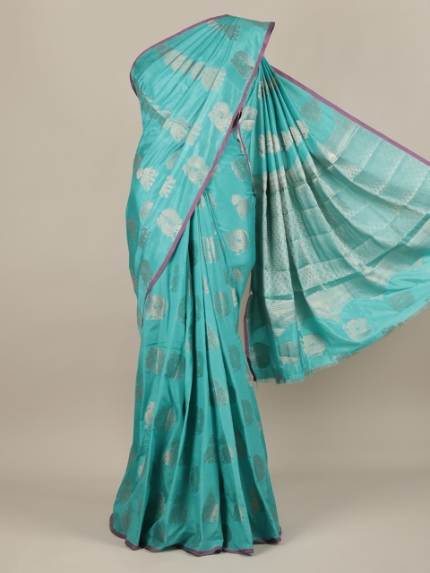 

Pothys Turquoise Blue & Pink Jute Silk Woven Design Saree