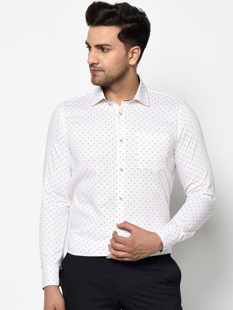 

Blackberrys Men White & Red Slim Fit Printed Formal Shirt