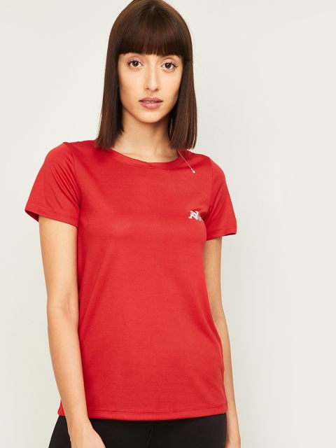 

Kappa Women Red Solid Round Neck T-shirt