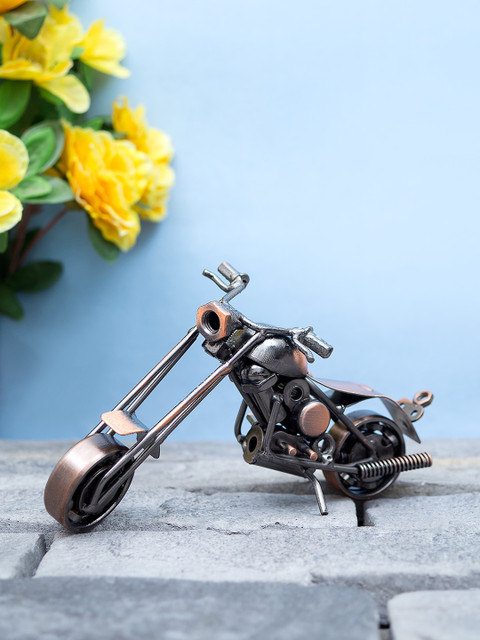 

Golden Peacock Copper-Toned & Grey Miniature Motor Bike Showpiece