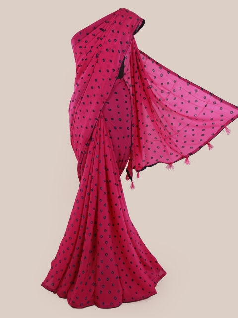 

Pothys Magenta & Navy Blue Poly Chiffon Printed Saree