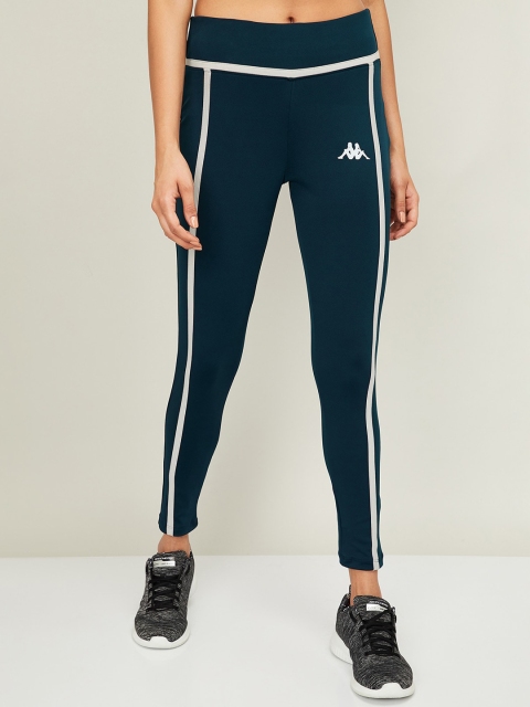 

Kappa Women Teal-Blue & White Striped Tights
