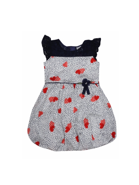 

Doodle Girls White Printed Fit and Flare Dress