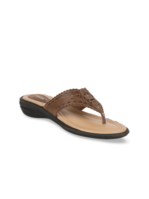 

Bata Women Brown Solid T-Strap Flats