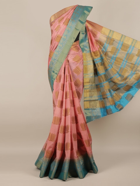 

Pothys Pink Woven Design Jute Silk Saree