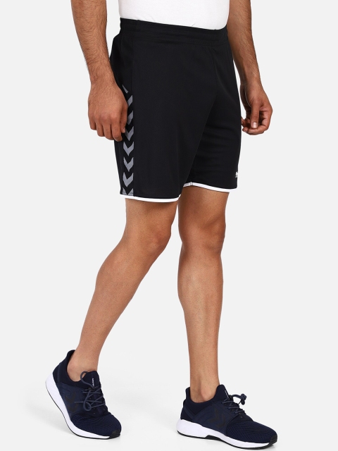 

hummel Men Black Solid Regular Fit Sports Shorts