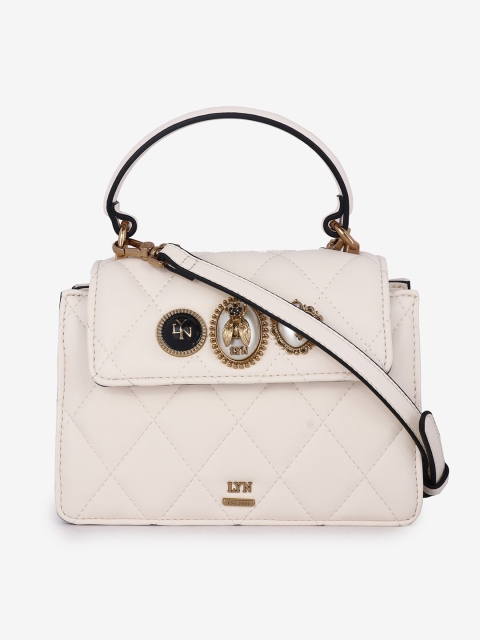 

LYN White Self Design Quilted Satchel Bag