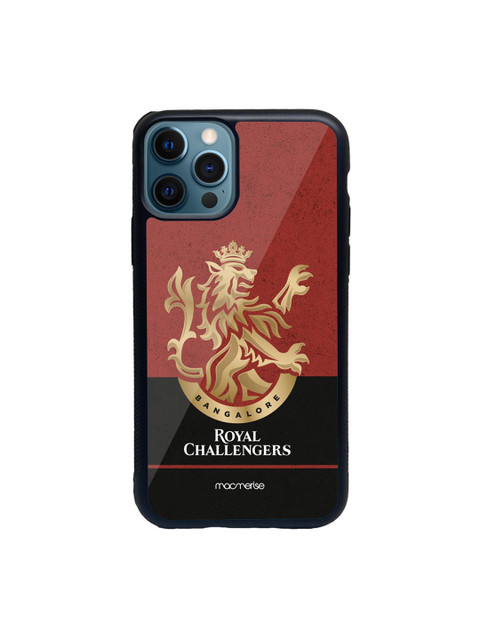 

macmerise Maroon & Black RCB Color Block Glass iPhone 12 Pro Phone Case