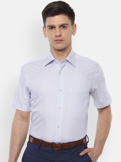 

Louis Philippe Men White & Blue Regular Fit Striped Cotton Formal Shirt