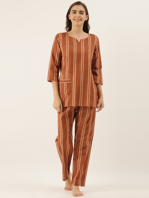 

Bannos Swagger Women Rust Printed Night suit