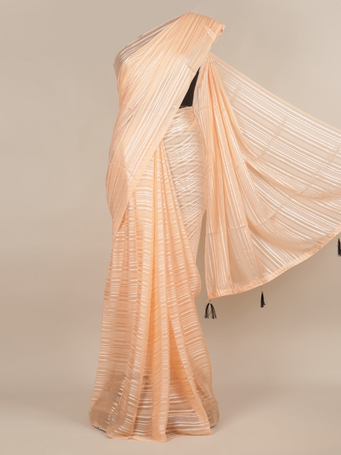 

Pothys Peach-Coloured Woven Design Poly Chiffon Saree