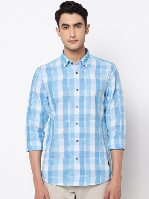 

Blackberrys Men Blue Skinny Fit Checked Casual Shirt