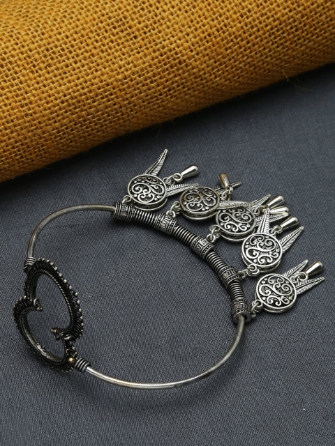 

ZeroKaata Silver-Toned German Silver Oxidised Cuff Bracelet