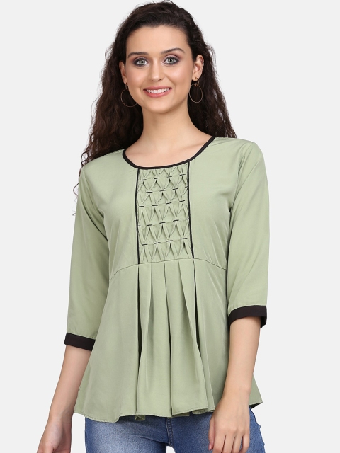 

Clothzy Green Crepe A-Line Top