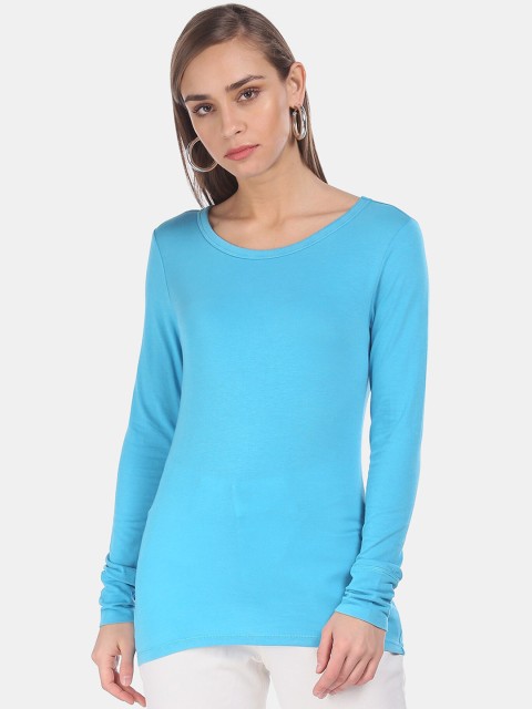

GAP Women Blue Solid Round Neck T-shirt