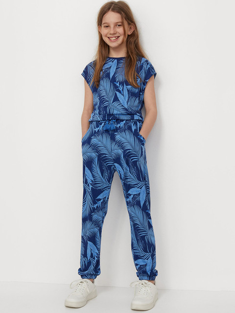

H&M Girls Blue Printed Jersey Jumpsuit