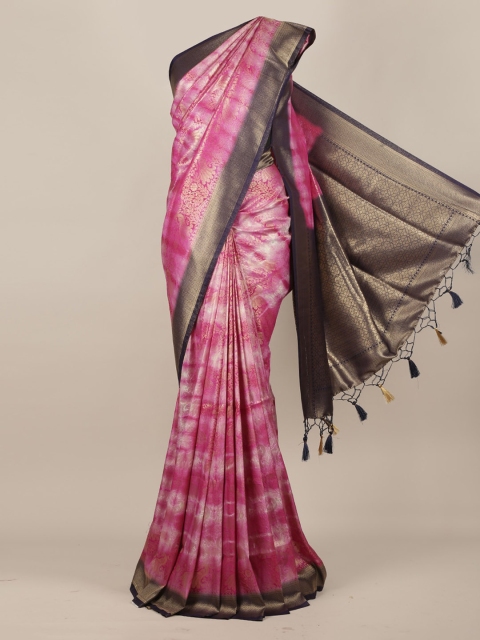 

Pothys Pink & Navy Blue Jute Silk Woven Design Saree