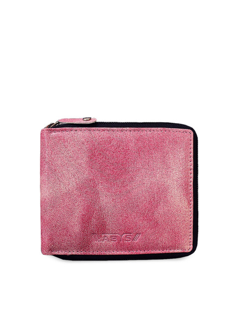 

ABYS Men Pink Printed Zip Around Leather Wallet