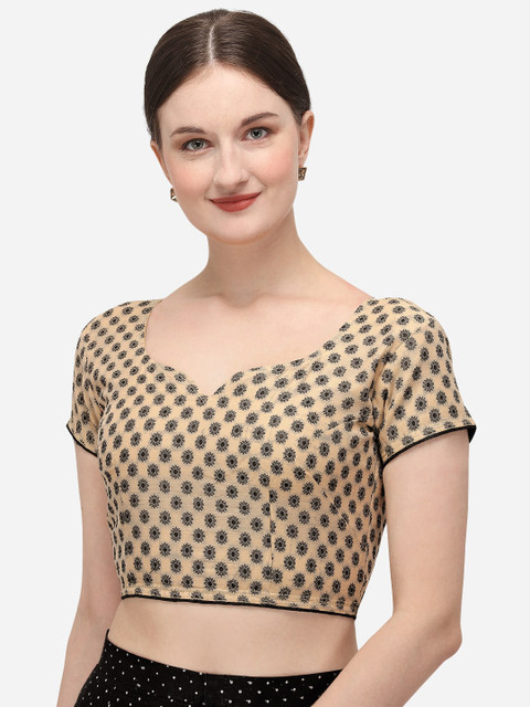 

Nanda Silk Mills Women Beige & Black Printed Saree Blouse