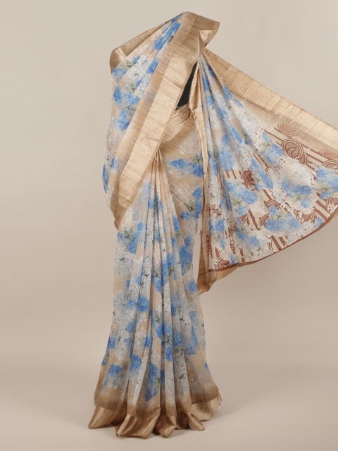

Pothys Cream-Coloured Printed Jute Silk Saree