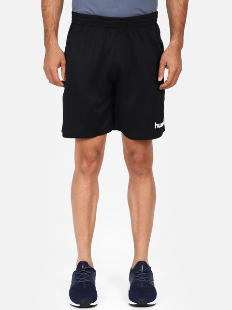 

hummel Men Black Solid Regular Fit Sports Shorts