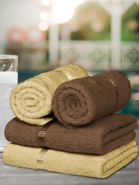 

Story@home Set Of 4 Solid 450 GSM Ultra-Soft Hand Towels, Brown