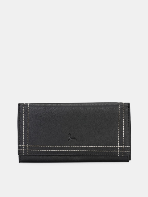 

Pacific Gold Women Black Textured Two Fold Wallet