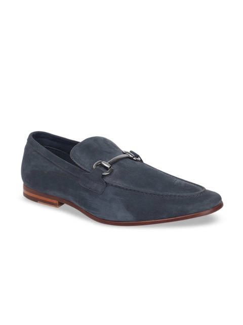 

ALDO Men Navy Blue Leather Horsebit Loafers