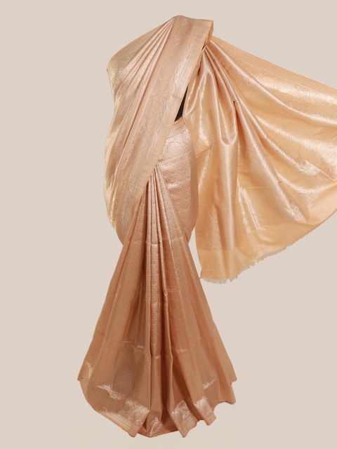 

Pothys Cream-Coloured & Gold-Coloured Linen Blend Woven Design Saree