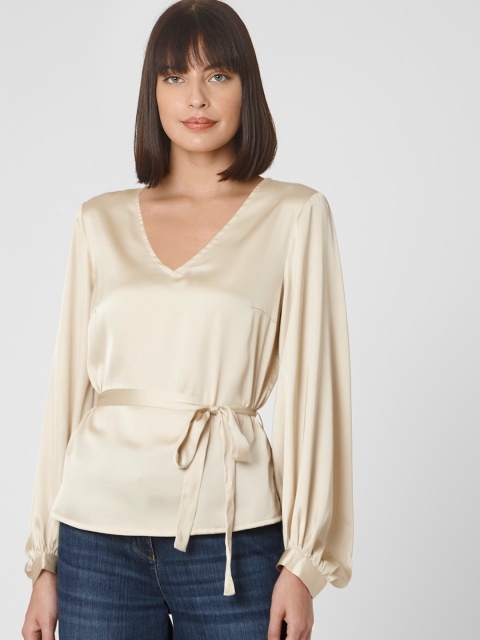 

Vero Moda Beige Puff Sleeves Regular Top