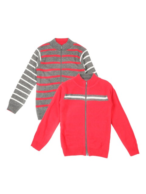 

Pantaloons Junior Boys Pack of 2 Front-Open Sweaters, Pink