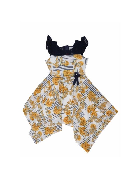 

Doodle Girls White Printed Fit and Flare Dress