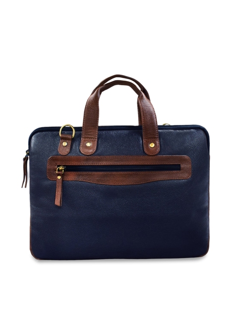 

ABYS Unisex Blue & Brown Textured Laptop Bag