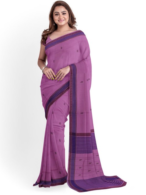 

APCO Pink & Purple Woven Design Pure Cotton Saree