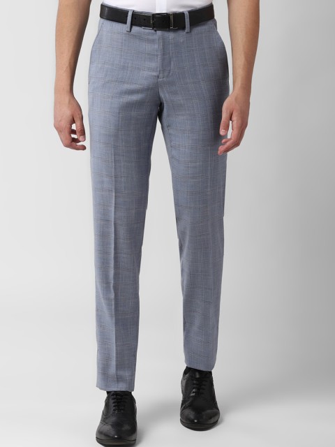 

Peter England Elite Men Blue Slim Fit Checked Formal Trousers