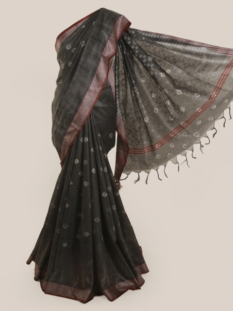 

Pothys Black Woven Design Linen Blend Saree