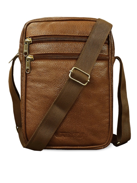 ABYS Unisex Tan Textured Messenger Bag
