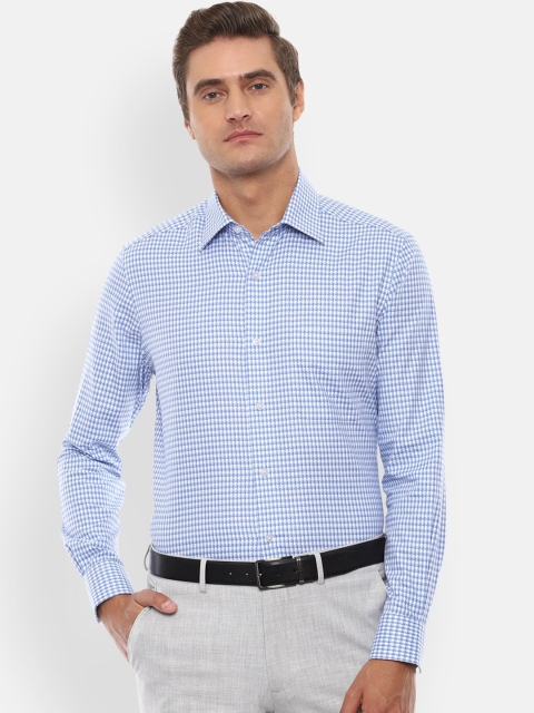 

Louis Philippe Men Blue & White Regular Fit Checked Cotton Formal Shirt
