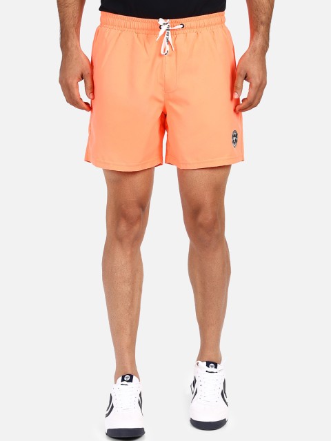

hummel Men Coral-Coloured Solid Regular Fit Regular Shorts